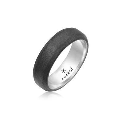 Silberring KUZZOI "Herren Bandring Basic 925 Silber" Gr. 64, schwarz, Fingerringe, Herren, 64mm, ohne Stein, Silber 925 