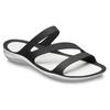 Badepantolette CROCS "Swiftwater Sandal", Damen, Gr. 36, schwarz (schwarz weiß), Croslite, sportlich, Schuhe Badelatschen Pantolette, Sommerschuh, Badeschuh, Poolslides, genoppte Innensohle