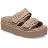 Pantolette CROCS "Brooklyn Low Wedge", Damen, Gr. 39, braun (latte), Croslite, modisch, Schuhe, Plateau, Sommerschuh, Schlappen mit Schnallenverschluss