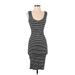 Leith Casual Dress - Midi Scoop Neck Sleeveless: Black Stripes Dresses - Women's Size X-Small