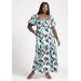 Plus Size Women's Puff Sleeve Tiered Dress by ELOQUII in Geo Leaf (Size 24)