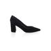Marc Fisher Heels: Slip On Chunky Heel Minimalist Black Solid Shoes - Women's Size 7 - Pointed Toe