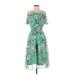 INC International Concepts Casual Dress: Green Floral Dresses - Women's Size X-Small