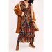 Free People Dresses | Free People Wear It Out Floral Printed Sleevless Tiered Ruffle Midi Dress Rust 2 | Color: Blue/Red | Size: 2