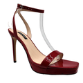 Nine West Shoes | Nine West Zadie Square Toe Stiletto Heel Dress Sandals Red 8 | Color: Red | Size: 8