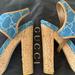 Gucci Shoes | Gucci High Heeled Sandals | Color: Blue/Tan | Size: 7.5