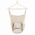 SYTHERS Hammock Chair Swing Chair with 2 Seat Cushions for Indoor or Outdoor Garden Balcony Camping Beige