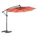 10 FT Patio Beach Outdoor Solar Umbrella Offset Cantilever Umbrella with 40 Solar LED Lights Orange