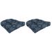 Jordan Manufacturing 19 x 19 Dresden Midnight Navy Medallion Square Tufted Outdoor Wicker Seat Cushion with Rounded Back Corners (2 Pack)