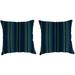 Jordan Manufacturing Sunbrella 18 x 18 Stanton Lagoon Navy Stripe Square Outdoor Throw Pillow (2 Pack)