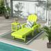 Polytrends Laguna All Weather Poly Pool Outdoor Chaise Lounge - with Side Table (2-Piece) Lime