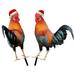 2 Pcs Animal Patio Decorations Outdoor Metal Yard Art Christmas Rooster Stake Garden Ornament Christmas Hat Chicken Outdoor Garden Garden Yard Decoration Card Hen Acrylic