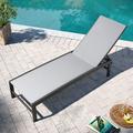 Pellebant Outdoor Aluminum Patio Chaise Lounge Chair Adjustable - N/A Light Gray