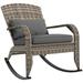Outsunny Outdoor Wicker Adirondack Rocking Chair with Cushion Gray