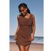 Free People Dresses | Free People Free Est Amaia Mini Dress Bodycon Off-The-Shoulder Solid M | Color: Brown | Size: M