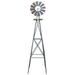 SYTHERS 8FT Garden Windmill Weather Resistant Ornamental Windmill Backyard Decoration Weather Vane Heavy Duty Metal Wind Mill Gray Red