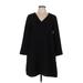 Gap Casual Dress - Shift V Neck 3/4 sleeves: Black Print Dresses - Women's Size Medium