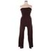 Newport News Jumpsuit: Burgundy Solid Jumpsuits - Women's Size Large