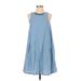 Zara Basic Casual Dress - A-Line Crew Neck Sleeveless: Blue Print Dresses - Women's Size X-Small