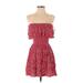 Jack by BB Dakota Casual Dress - A-Line Strapless Short sleeves: Red Floral Dresses - Women's Size X-Small