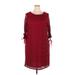 DressBarn Casual Dress - Shift Crew Neck 3/4 sleeves: Burgundy Print Dresses - Women's Size 18