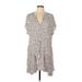 AaKaa Casual Dress - Mini V Neck Short sleeves: Tan Dresses - Women's Size Large