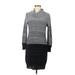 Lennie For Nina Leonard Casual Dress - Sweater Dress High Neck Long sleeves: Gray Color Block Dresses - Women's Size Medium