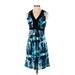 New Directions Casual Dress - Party V Neck Sleeveless: Blue Dresses - Women's Size Small