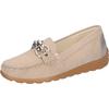 Mokassin WALDLÄUFER "H-LUCY", Damen, Gr. 6 (39), beige, Nubukleder, Glattleder, sportlich, Schuhe, Slipper, Komfortschuh, Freizeitschuh in Komfortweite H = sehr weit