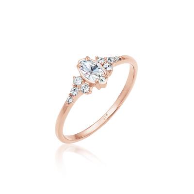 Verlobungsring ELLI "Kristalle Marquise Design 925 Silber" Gr. 56, rosa (rosegold, weiß), Fingerringe, Damen, 56mm, Silber 925 (Sterlingsilber), 1mm Image