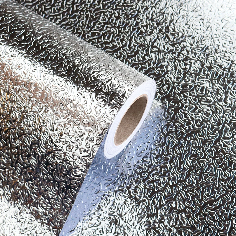 Autocollants imperméables résistants à l'huile de cuisine, feuille d'aluminium, autocollant mural auto-adhésif pour armoire de cuisine, papier peint de bricolage largeur 40cm
