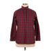 Lands' End Long Sleeve Button Down Shirt: Red Plaid Tops - Women's Size 14 Petite