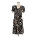 R&M Richards Casual Dress - A-Line V Neck Short sleeves: Brown Dresses - Women's Size 8