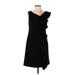 Teri Jon by Rickie Freeman Casual Dress - A-Line V Neck Sleeveless: Black Print Dresses - Women's Size 4