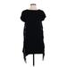 Mango Casual Dress - Shift Crew Neck Short sleeves: Black Solid Dresses - Women's Size 2