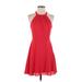 Express Casual Dress - A-Line High Neck Sleeveless: Red Print Dresses - Women's Size 4