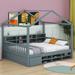 Cosmic Wooden House Bed w/ Shelves & a Mini-cabinet Wood in Gray/Brown | 67.5 H x 62.6 W x 79.1 D in | Wayfair COS80007529AAE