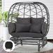 Dakota Fields Outdoor Cohee Gliding Wicker Bench w/ Cushions & Chair Cover Wicker/Rattan in Gray | 57.9 H x 52.4 W x 31.9 D in | Wayfair