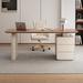 Orren Ellis 2 Piece Rectangular Manufactute wood Desk Office Sets Wood in Brown/White | 29.53 H x 78.74 W x 27.56 D in | Wayfair