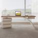 Orren Ellis Burlywood Rectangular Manufactured Wood desks Wood in Brown/White | 29.53 H x 78.74 W x 27.56 D in | Wayfair