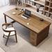 Loon Peak® Jalill Desk & Chair Set Office Set, Solid Wood in Brown/Green | 29.53 H x 86.61 W x 35.43 D in | Wayfair