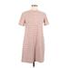 BCBGeneration Casual Dress - Shift Mock Short sleeves: Pink Stripes Dresses - Women's Size Medium