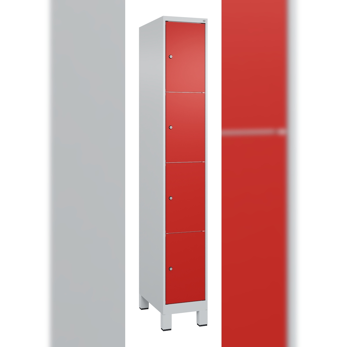 C+P Schließfachschrank Classic PLUS, Füße, 1 Abteil, 1950x300x500mm, 7035/3020 Image