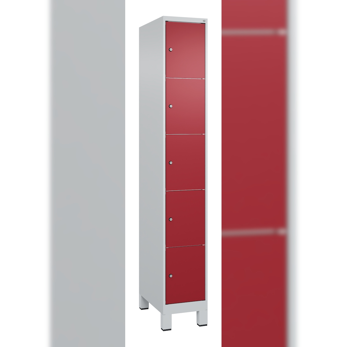 C+P Schließfachschrank Classic PLUS, Füße, 1 Abteil, 1950x300x500mm, 7035/3003 Image