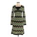 M Missoni Casual Dress - A-Line Square 3/4 sleeves: Green Color Block Dresses - Women's Size 42