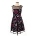 Eliza J Casual Dress - Mini Scoop Neck Sleeveless: Blue Print Dresses - Women's Size 8