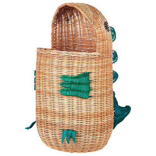 Aufbewahrungskorb Natur aus Rattan Bärenform Rund 43 cm Spielzeugkorb für Kinderzimmer