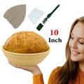 100% Natural Rattan 10 Inch Proofing Basket set Bread Proofing Basket+Bread Lame+Dough Scraper+Linen Liner Cloth Professional Home Bakers