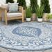 Alise Rugs Exo Coastal Oriental Indoor/Outdoor Area Rug Blue/Cream 7 11 Round 8 Round Indoor Living Room Bedroom Dining Room Round