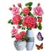 3D Vase Wall Stickers Stereo Flower Wall Decal DIY Navy Blue Superposition Floral Wall Decor Removable Waterproof Wall Art for Bedroom Living Room Study Room Home Decoration